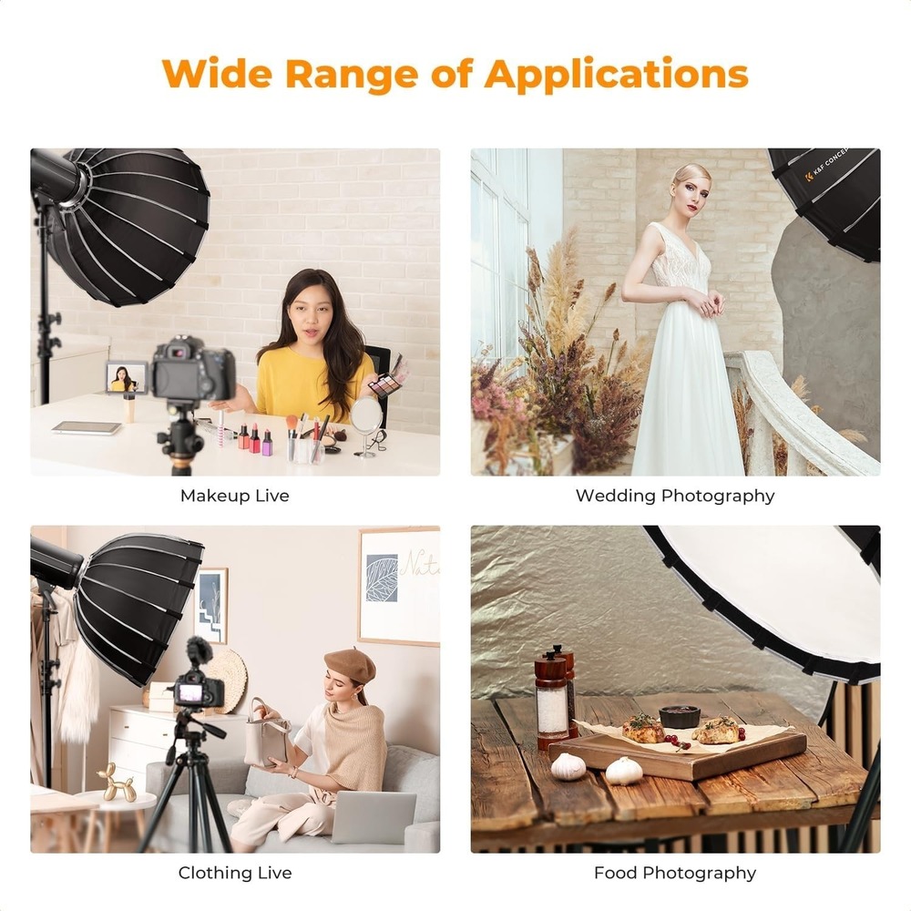 K&F Concept 90cm Parabolic Softbox for Bowens Mount, Grid & Diffuser Included - Picture 11 of 11